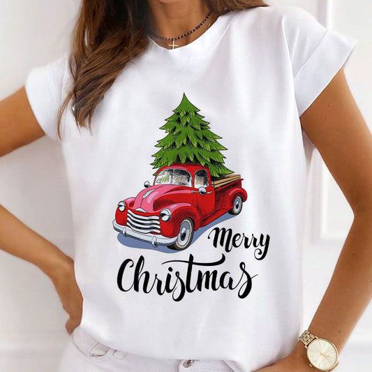 Merry Christmas Women White T-Shirt A