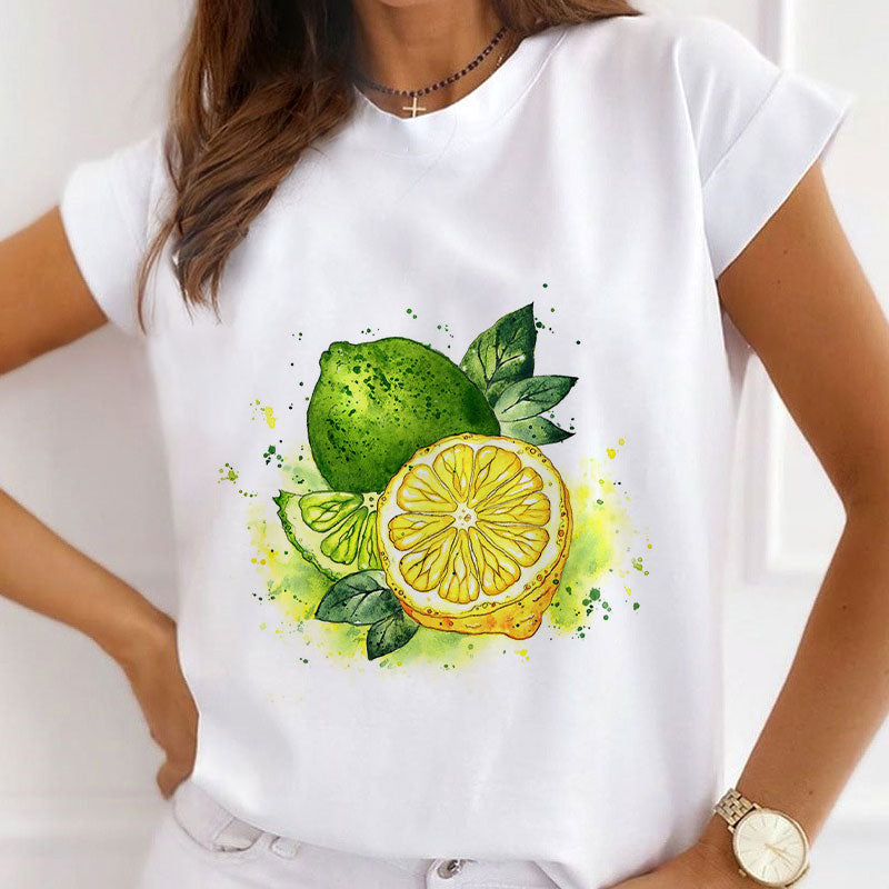 Style A£º Fresh Fruit Women White T-Shirt