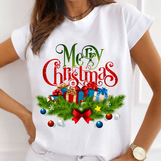 Merry Christmas Women White T-Shirt X