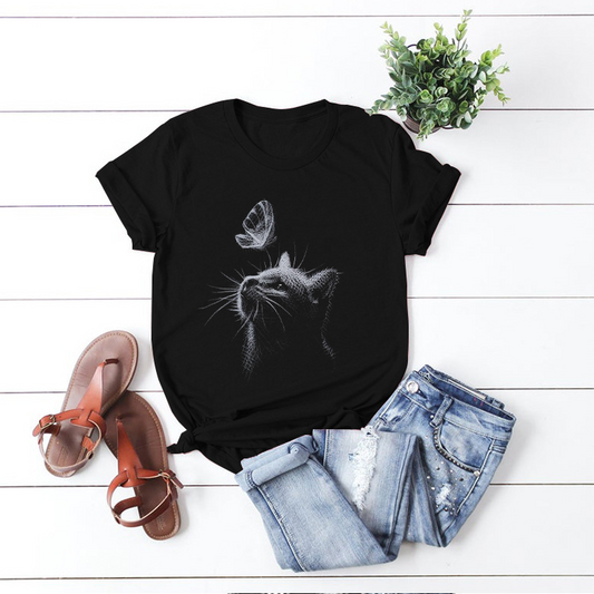 Cute Cats Print T-shirt C
