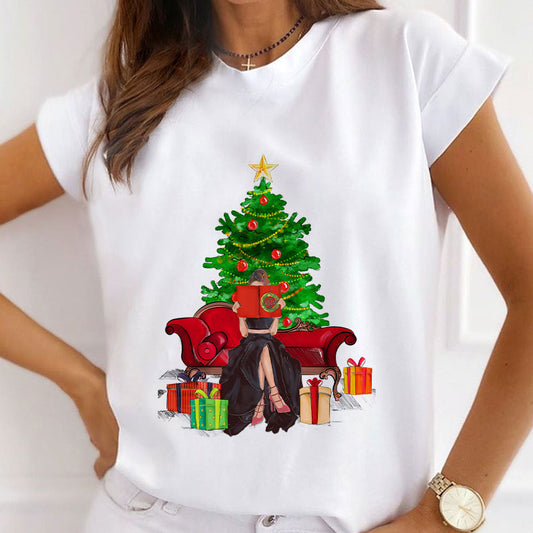 HAPPY 2021 Christmas Women White T-Shirt O