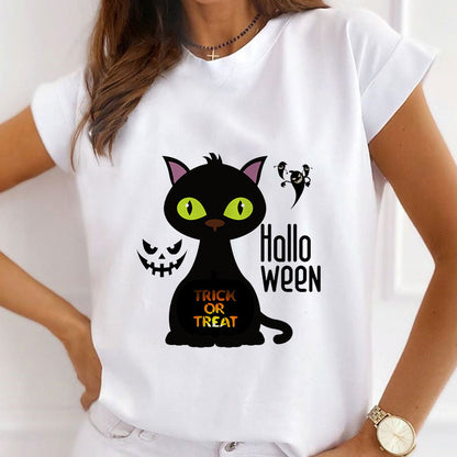 I Love Halloween Ladies White T-Shirt J