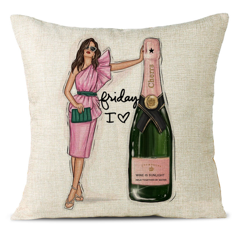 Celebration With Champagne Linen Pillowcase