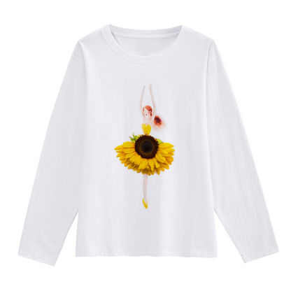 Sunflower Girl White T-Shirt A