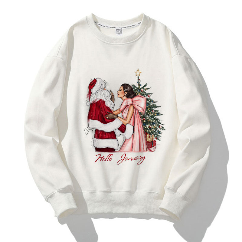 Hello Christmas O-Neck White Sweater A