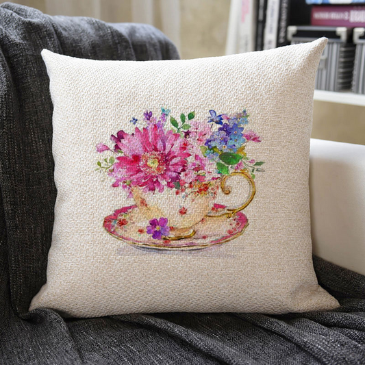 Beautiful Flowers Linen Pillowcase