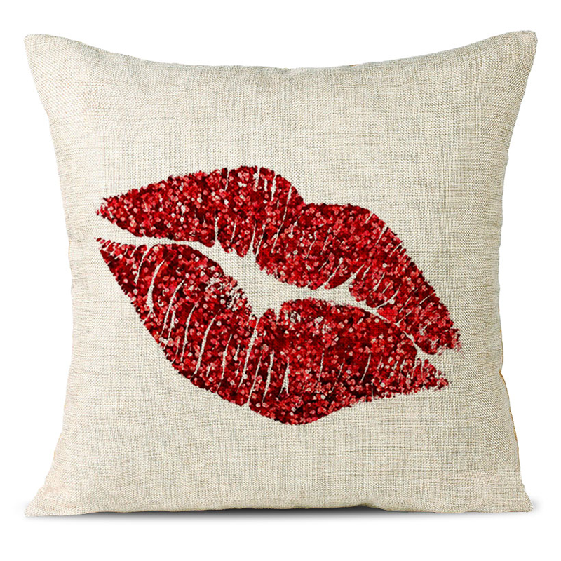 Sexy Red Lips Linen Pillowcase