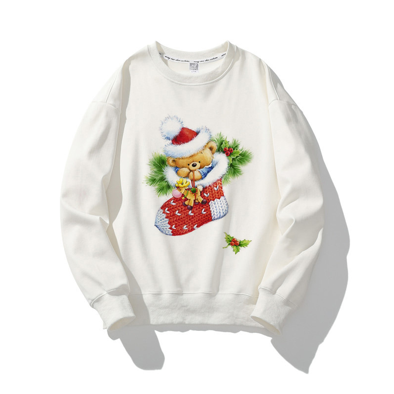 Hello Christmas O-Neck White Sweater S