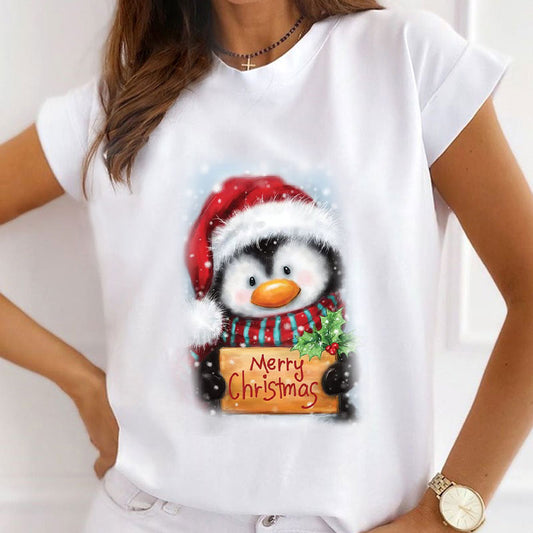 HELLO 2021 Christmas Women White T-Shirt F