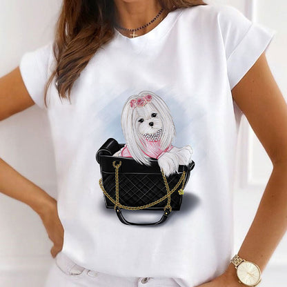 I Love Puppy Women White T-Shirt F