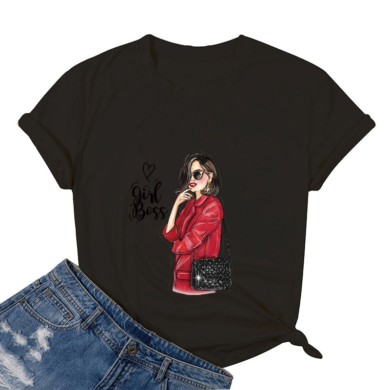 Girl Boss in Red Cotton Tee