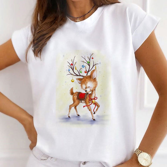 HAPPY 2021 Christmas Ladies White T-Shirt H