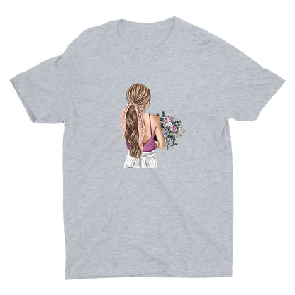 A Lady with Flowers Cotton Tee
