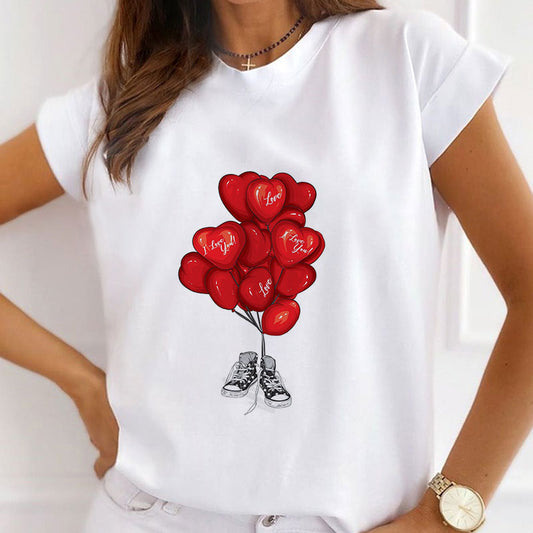 Style B:   Lucky Red Women White T-Shirt