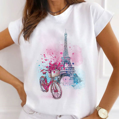 Style S:   Beautiful Paris Women White T-Shirt