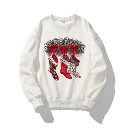 Happy Christmas O-Neck White Sweater K