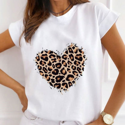 Love Heart Printed Women White T-shirts