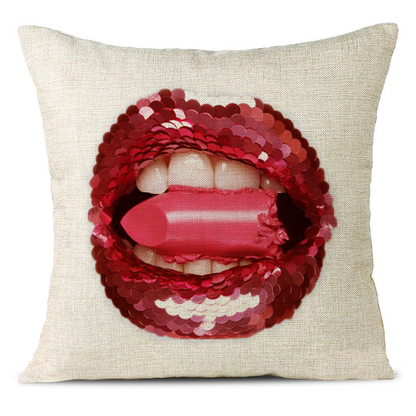 Sexy Red Lips Linen Pillowcase