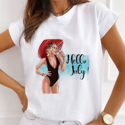 Style F£ºSexy Swimsuit Women White T-Shirt