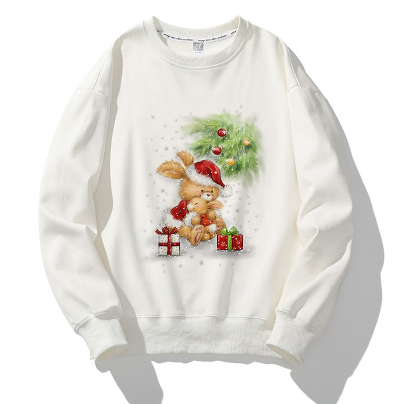 Lovely Christmas O-Neck White Sweater C