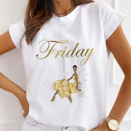 Style F :  Fashion Industry Leader Female White  T-Shirt