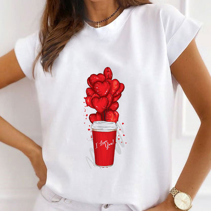 Style C:   Lucky Red Women White T-Shirt