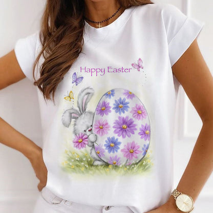 Style F :   Happy Easter Femal White T-Shirt