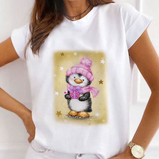 2021 Christmas Fashion Ladies White T-Shirt Q