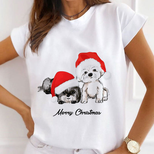 HAPPY 2021 Christmas Women White T-Shirt P