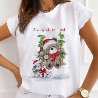 Merry Christmas Women White T-Shirt C