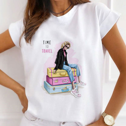 Style J: Travel To Different Cities Women White T-Shirt