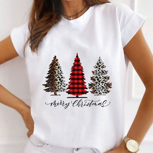 2021 Christmas Fashion Women White T-Shirt R