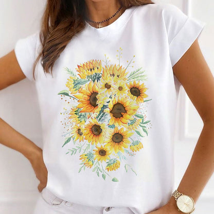 Style C :   Sunflower Femal White T-Shirt