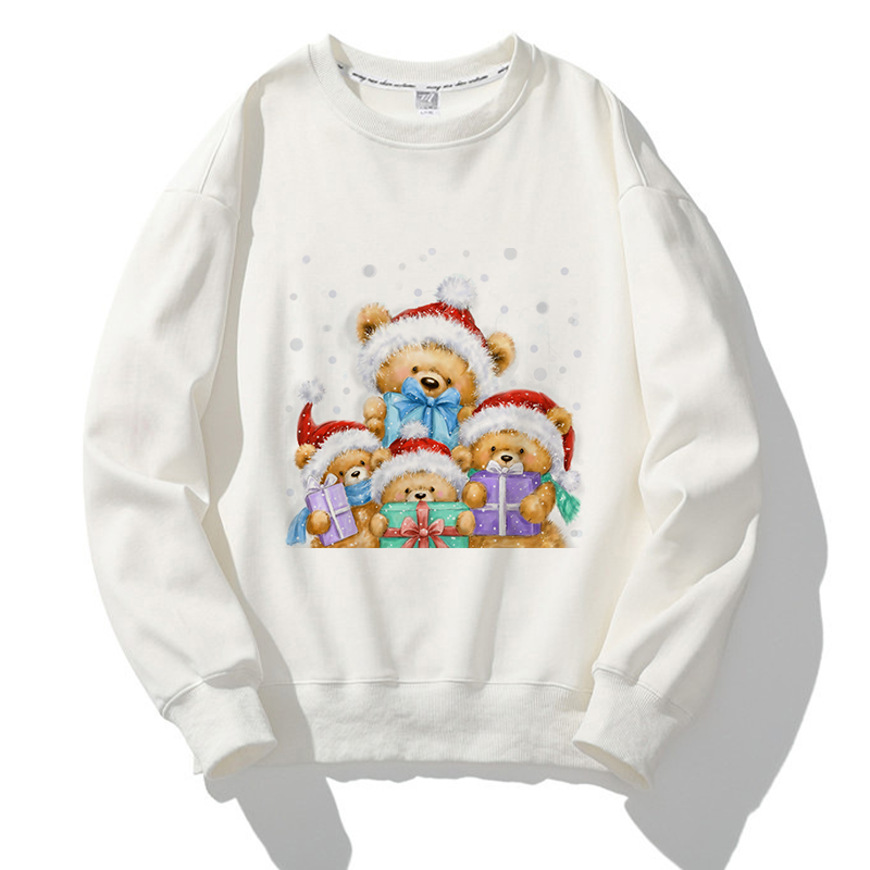 Lovely Christmas O-Neck White Sweater T
