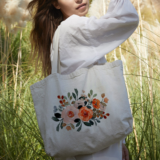 COLORFUL FLORAL CANVAS BAG