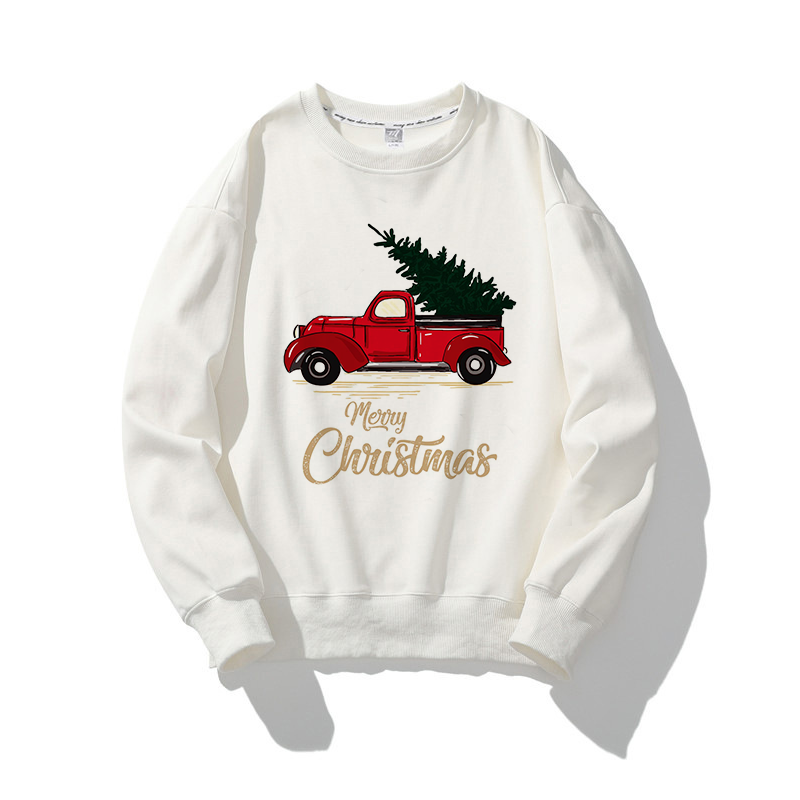 Hello Christmas O-Neck White Sweater D