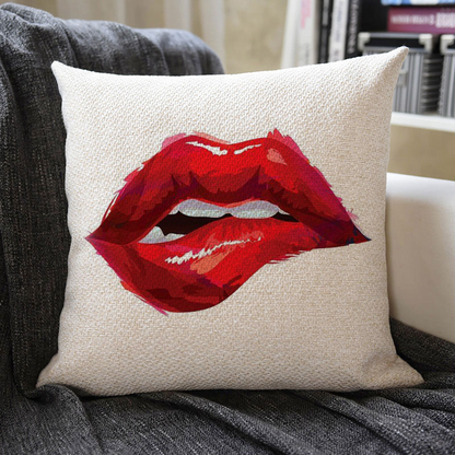 Sexy Red Lips Linen Pillowcase