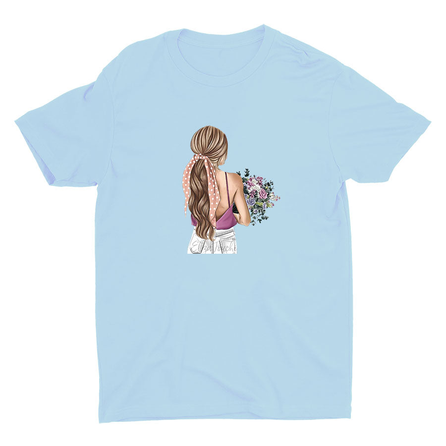 A Lady with Flowers Cotton Tee