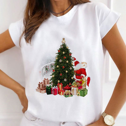 HELLO 2021 Christmas Women White T-Shirt H