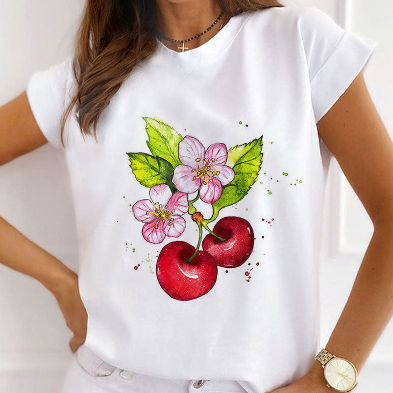 Style C£º Fresh Fruit Women White T-Shirt