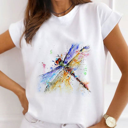 Pretty Dragonfly Women White T-Shirt B