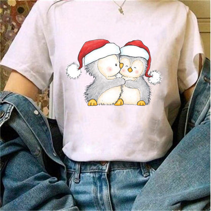 Merry Christmas Women White T-Shirt T