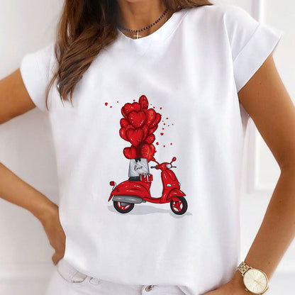 Style D:   Lucky Red Women White T-Shirt