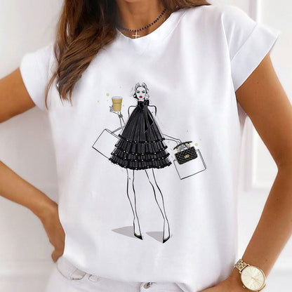 Style G :  Fashion Industry Leader Female White  T-Shirt