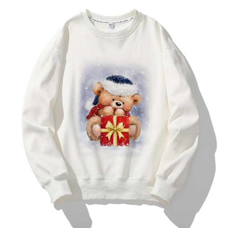 Lovely Christmas O-Neck White Sweater U