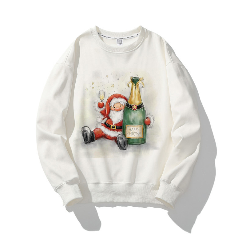 Hello Christmas O-Neck White Sweater Q