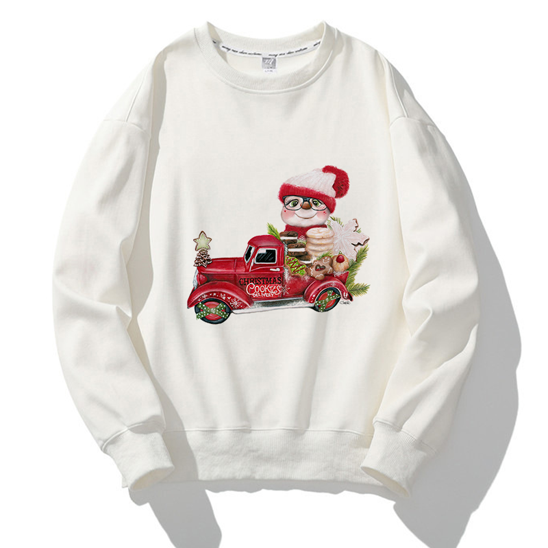 Lovely Christmas O-Neck White Sweater D