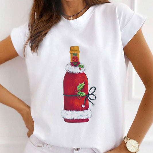 Merry Christmas Women White T-Shirt D