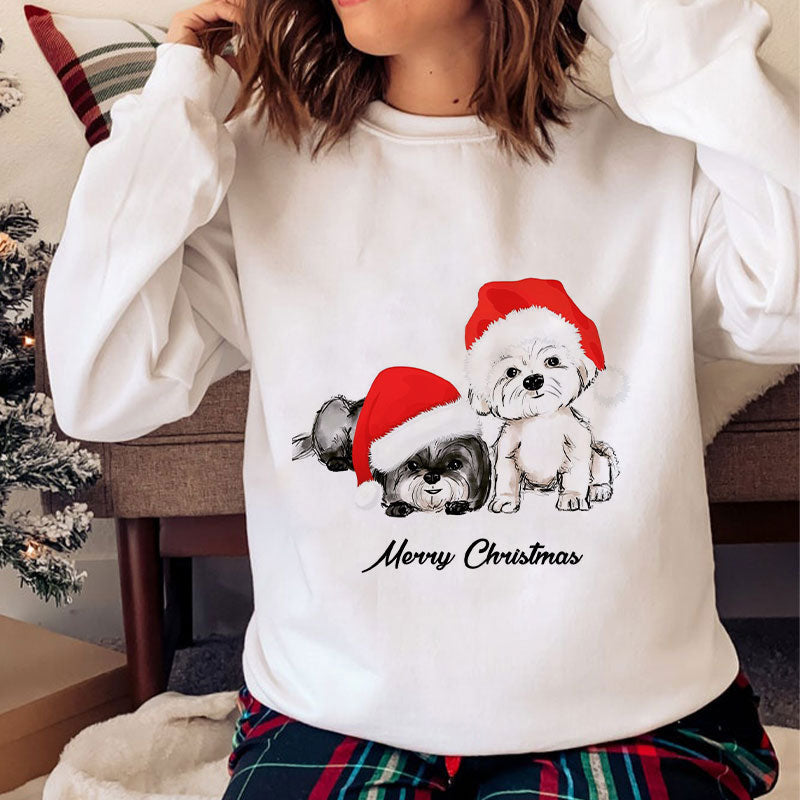 Happy 2021 Christmas O-Neck White Sweater P