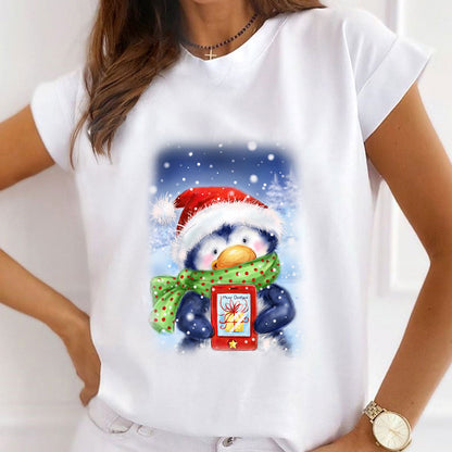 2021 Christmas Fashion Ladies White T-Shirt R